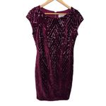 Eliza J Velvet Sequin Geometric Formal Party Cocktail Dress Burgundy Red Size 8 Photo 1