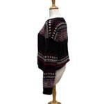 Lucky Brand  Sweater Med Black  Wool Alpaca Blend Boxy Crew Neck Boho Casual Cozy Photo 3