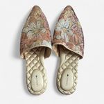 Birdies The Dove Pink Petal Floral Sequin Pointed Toe Mules Flats in Size 10.5 Photo 1