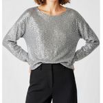 EMERSON FRY Keyhole Top, Silver Sequin, Large Gray Photo 1