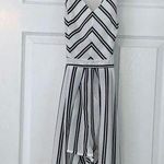 Prómesa Black and White Stripped Maxi Romper Photo 0
