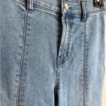 J.McLaughlin Mid Blue Denim Pin Stripe Faux Split Hem Straight Leg Jean Womens 0 Photo 1