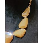 Women's Statement Geometric Cream Resin Bib Necklace With Lobster Clasp Chain Yellow Photo 3