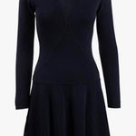 Trina Turk  Lucia Long Sleeve Fit and Flare Sweater‎ Dress in Navy Size Small Photo 0