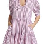 Tanya Taylor Calyn Stripe Mini A-Line Flounce Dress Photo 0