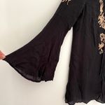 Black Embroidered Long‎ Sleeve Tunic Dress Cover Up Boho Festival Casual Size L Photo 2