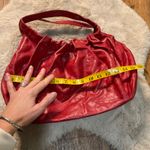 Hype Shoulder Bag Purse Red Engraved Scrunch Top Snap Closure Floral Women Hobo Photo 2