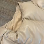 Olivaceous  liza faux leather cropped puffer vest in tan Photo 2