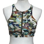 Becca by Rebecca Virtue Cora Bikini Top Women’s Size Large Multicolor Zip Camo Photo 2