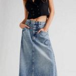 We The Free ๐FREE PEOPLE ๐ Come As You Are Denim Maxi Skirt ~ Blue UK 4 NWOT Photo 0