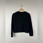 ZARA  Knit Crew Neck Sequin Bow Loose Fit Black Fuzz Cardigan Women’s Sz S Photo 8