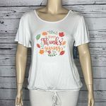 Scarlett NWT Plus Size 1X White - Happy Thanksgiving Elastic Hem Knit Top Shirt Photo 0