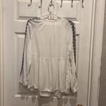 Old Navy  Women's Peasant Blouse Medium Embroidered Geometric Boho‎ Red White Photo 5