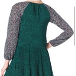 Michael Kors  Two-Tone Floral Print Ruffle Dress Green and Black Size small Photo 1