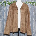 Liz Claiborne Women's Brown Jacket Plus Size 22W Floral Button Up So Soft Shaket Photo 2