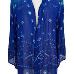 Soft Surroundings  Blue Sheer Kimono Cardigan Large Boho Open Front Lightweight Photo 0
