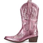 Women's Pink Rhinestone Western Cowgirl Boot Embroidered Ankle High Pointed Toe Size 7 Photo 3