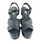 Chase + Chloe Ford Platform Block Heels Faux Leather Ankle Strap Black 8.5 Photo 1