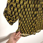 Michael Kors  logo monogram black gold stretch tunic blouse top size L Photo 7
