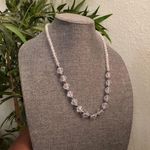Vintage clear glass beaded necklace white silver spring rings clasp #Boho #Hippie #Classy Measurement in pics Photo 1