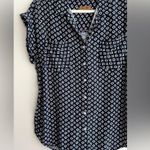 Jachs Girlfriend Diamond Aztec Print Button Down Polo, Large, Navy Blue/White Photo 3