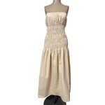 Majorelle Midi Dress Revolve Vanna Strapless Smocked Bust Beige Photo 4