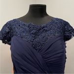 La Femme 28029 Blue Twist Front Jersey Gown Photo 3