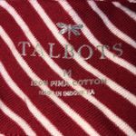 Talbots Pima Cotton Christmas Snowflake Red Striped White Top M Long Sleeve Photo 2