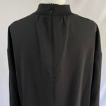 Alfani New  Mock Neck Long Sleeve Top Knit Trim High Neck Woven Blouse Black Photo 11