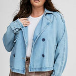 Torrid  Lightweight Denim Crop Trench Size 1 Photo 0