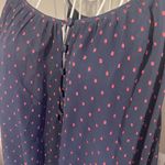Nordstrom Eclair NEW Clip Dot Button Up Front Sleeveless Blouse Ruffle Hem Navy/Red Sz 3X Photo 2
