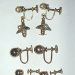 Lot of 3 Vintage Gold Tone Airplane Stud Screw Back Earrings Photo 2