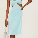 Samantha Sipos $450 Butterfly Slip Cutout Halter Teal Dress Spring Cocktail Blue Size XS Photo 0