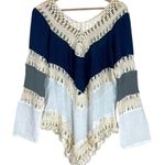Anna Kaci Blue White Crochet Tunic Boho Swimsuit Coverup Coastal Cowgirl Hippie Photo 4