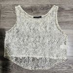 Foreign Exchange  Y2K Ivory Beaded Lace Cropped Floral Fairy Tank Top Sz Small Photo 8