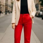 Lacoste Red Cotton Straight Leg Pants Women’s Size 10 Photo 0