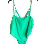 Pretty Little Thing  NWT Green Bead Detail Ruched Cut Out Plus Swimsuit Size 22 Photo 5