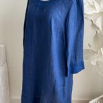 Flax Vibrant Blue Linen Shift Dress Photo 3