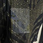 Long Sleeve Sequin Glitter Mock Turtle Neck Sheer Mesh Black And Gold Bodysuit Size L Photo 4