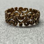 Vintage CopperTone Filigree Heart Band Stacking Ring Size 9 Sweetheart Jewelry Gold Photo 1