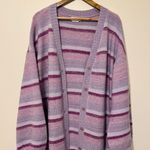 Lovers + Friends  Mary Sweater Cardigan Size XL Long Button Down Purple Stripe Photo 2