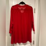 NWT Serengeti Size 1X Red Lace 3/4 Sleeve Henley Pintuck Pleated Tunic Top Photo 6