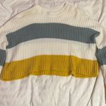 Sincerely Jules White Blue And Yellow Cropped Sweater Photo 0