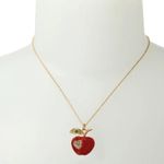Betsey Johnson Back To School Apple Necklace and Hearts Earrings Set Photo 2