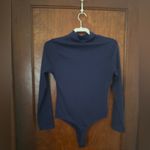 Hill House  Home The Luna Bodysuit Navy Cotton Jersey Turtleneck Size S Photo 1