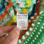 Miss Sparkling Green White Orange Pink Striped Short Sleeve Crochet Knit Top Photo 4