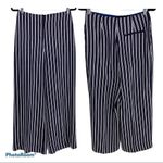 Diane Von Furstenberg Diane Von Furstenburg Blue Striped Twill Wide-leg Pants Photo 2