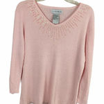 Sag Harbor  Sequins Ice Pink V Neck Sweater Size Large Photo 0
