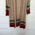 Matilda Jane  Women’s Large Tan Colorblock Hooded Longline Cardigan Sweater Photo 1