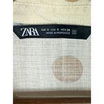 ZARA Button Up Shirt Textured Polka Dot Collared Long Sleeve Small Ivory Beige Photo 6